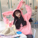 Plus velvet rabbit ears hooded jacket PL20786