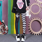 Black and white Skull Heads stitching pants PL20386