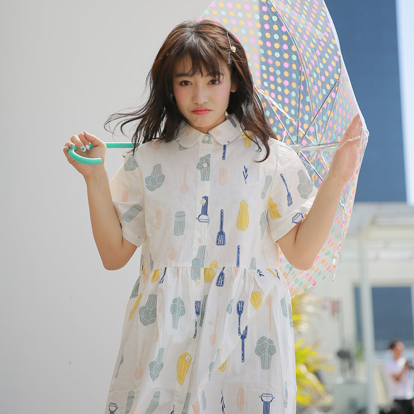 Harajuku Printed Loose Short Sleeve Dress PL51400