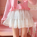 Pink gauze skirt + sweater set PL52792