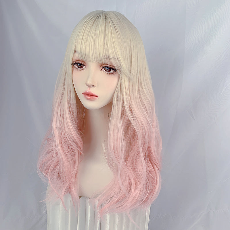 White Gold Gradient Pink Wig  PL52427